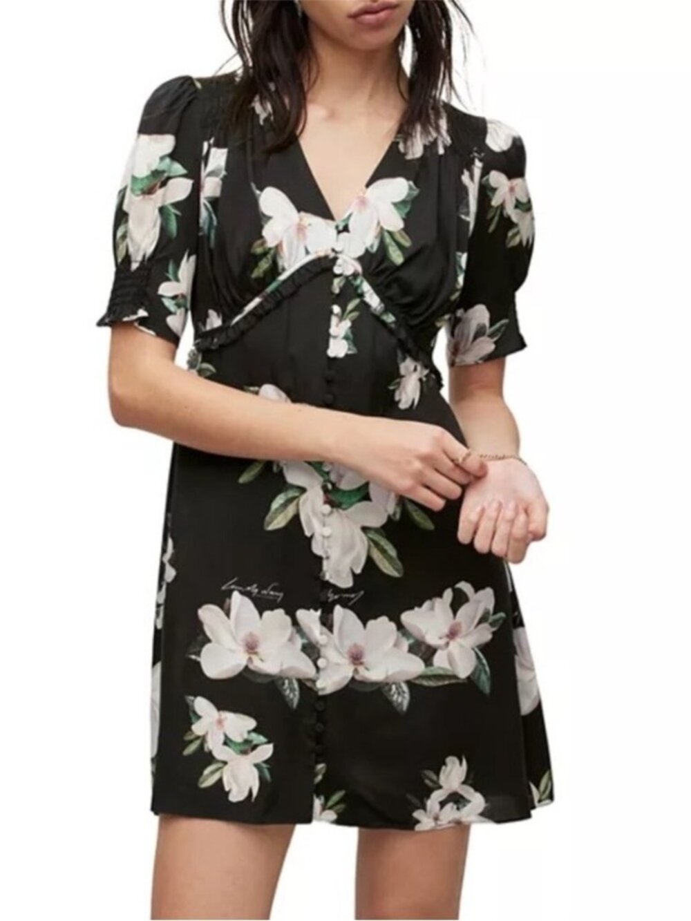 NWT AllSaints Demi Alessandra Dress UK 10/US 6 - Black Floral
